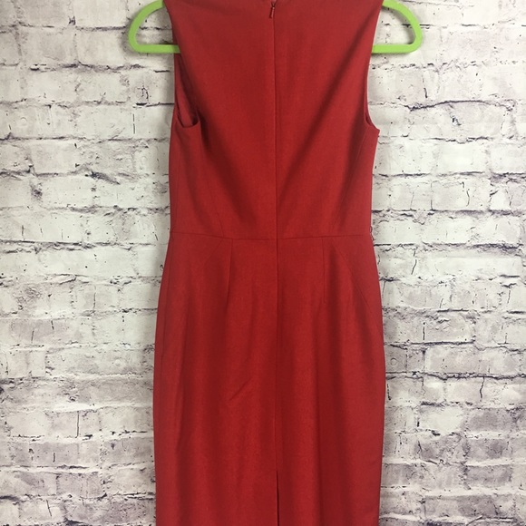 Red Eccoci Career Dress with Black Lace V Plunge - Picture 6 of 8